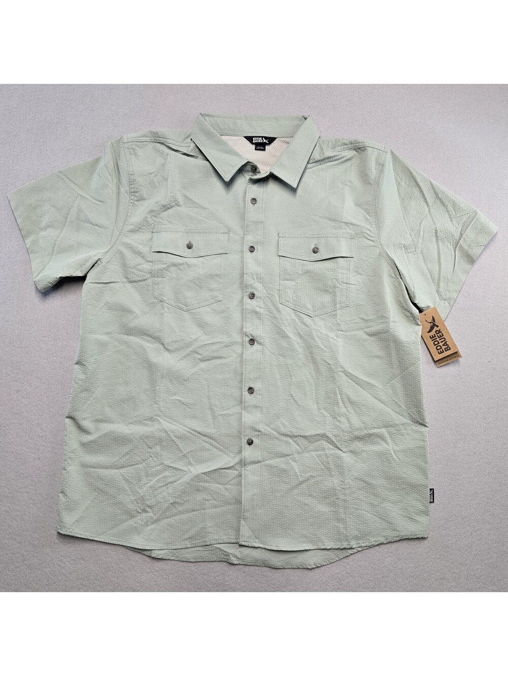 Eddie Bauer Sandstone Button-Up Shirt Mens XL Jadeite Polyester NWT EB012175